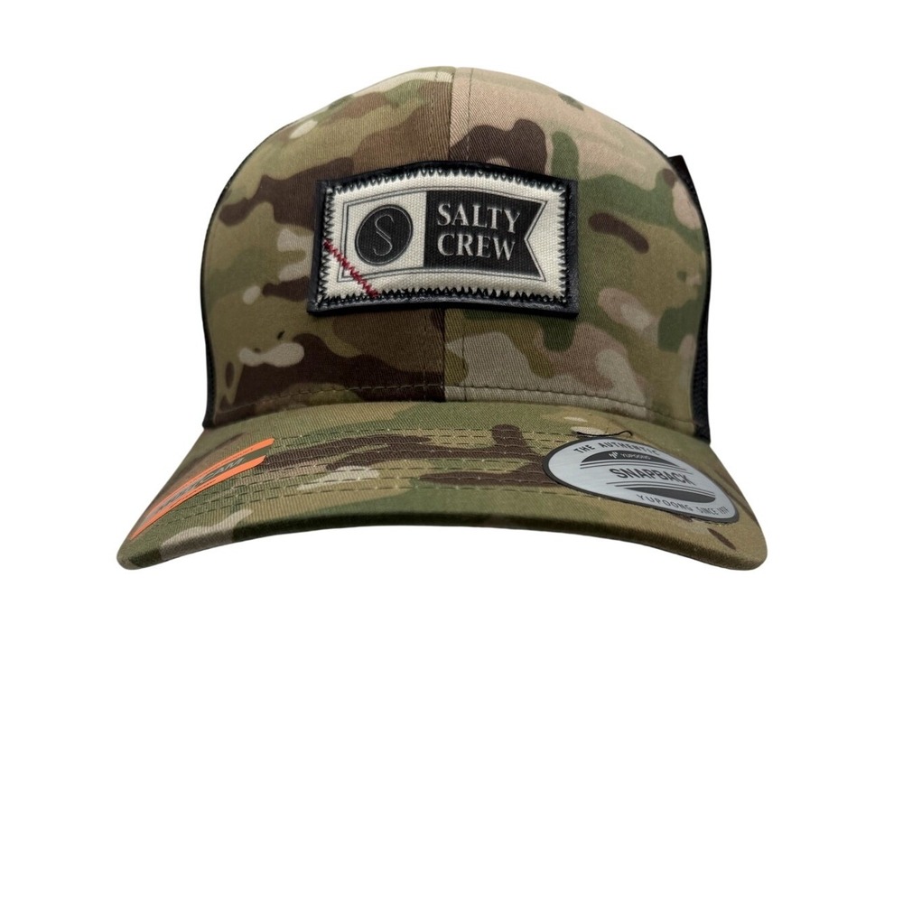 Salty‎ Crew Camo Green Brown Tan Patch Trucker Hat